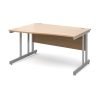 Momento left hand wave desk 1400mm - silver cantilever frame Beech top - MOM14WLB