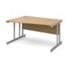 Momento left hand wave desk 1400mm - silver cantilever frame Oak Top - MOM14WLO