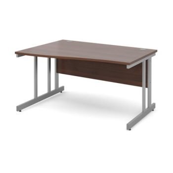 Momento left hand wave desk 1400mm - silver cantilever frame Walnut top - MOM14WLW