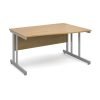 Momento right hand wave desk 1400mm - silver cantilever frame Oak Top - MOM14WRO