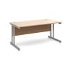 Momento straight desk 1600mm x 800mm - silver cantilever frame Beech top - MOM16B
