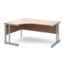 Momento left hand ergonomic desk 1600mm - silver cantilever frame Beech top - MOM16ELB