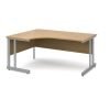 Momento left hand ergonomic desk 1600mm - silver cantilever frame Oak Top - MOM16ELO