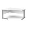 Momento left hand ergonomic desk 1600mm - silver cantilever frame White Top - MOM16ELWH