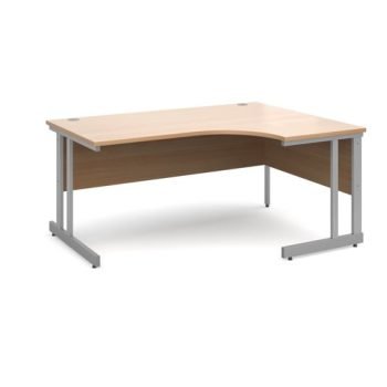 Momento right hand ergonomic desk 1600mm - silver cantilever frame Beech top - MOM16ERB