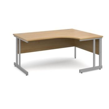 Momento right hand ergonomic desk 1600mm - silver cantilever frame Oak Top - MOM16ERO