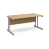 Momento straight desk 1600mm x 800mm - silver cantilever frame Oak Top - MOM16O