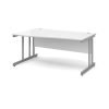 Momento left hand wave desk 1600mm - silver cantilever frame White Top - MOM16WLWH