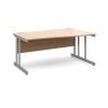 Momento right hand wave desk 1600mm - silver cantilever frame Beech top - MOM16WRB
