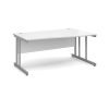 Momento right hand wave desk 1600mm - silver cantilever frame White Top - MOM16WRWH