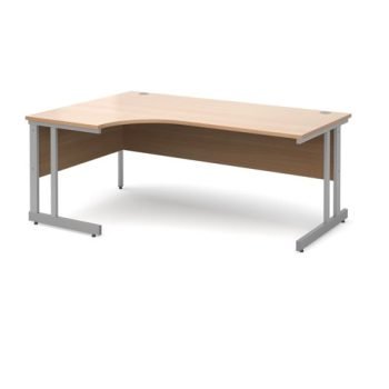 Momento left hand ergonomic desk 1800mm - silver cantilever frame Beech top - MOM18ELB