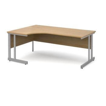 Momento left hand ergonomic desk 1800mm - silver cantilever frame Oak Top - MOM18ELO