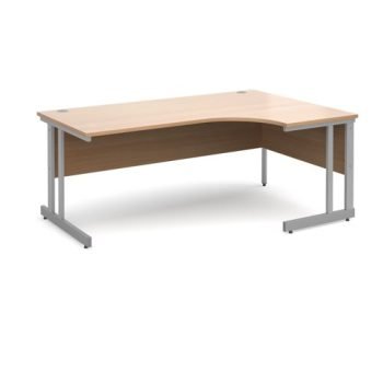 Momento right hand ergonomic desk 1800mm - silver cantilever frame Beech top - MOM18ERB