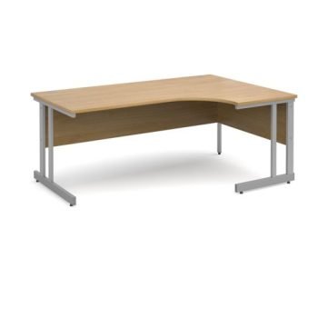 Momento right hand ergonomic desk 1800mm - silver cantilever frame Oak Top - MOM18ERO