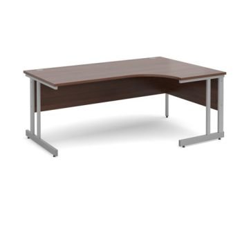 Momento right hand ergonomic desk 1800mm - silver cantilever frame Walnut top - MOM18ERW