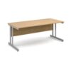 Momento straight desk 1800mm x 800mm - silver cantilever frame Oak Top - MOM18O