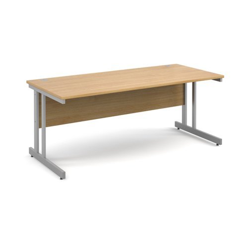 Momento straight desk 1800mm x 800mm - silver cantilever frame Oak Top - MOM18O