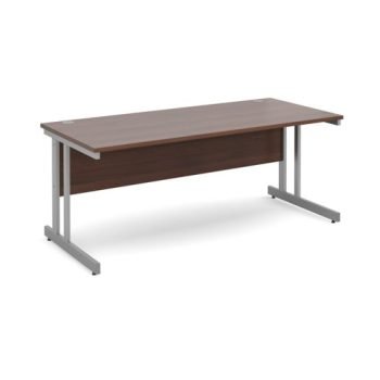 Momento straight desk 1800mm x 800mm - silver cantilever frame Walnut top - MOM18W