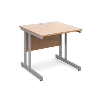 Momento straight desk 800mm x 800mm - silver cantilever frame Beech top - MOM8B