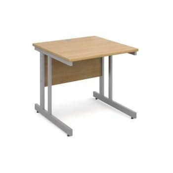 Momento straight desk 800mm x 800mm - silver cantilever frame Oak Top - MOM8O