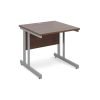 Momento straight desk 800mm x 800mm - silver cantilever frame Walnut top - MOM8W
