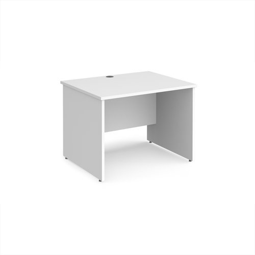 Maestro 25 straight desk 1000mm x 800mm - White Top with panel end leg - MP10WH
