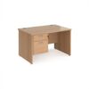 Maestro 25 straight desk 1200mm x 800mm with 2 drawer pedestal - Beech top with panel end leg - MP12P2B