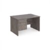Maestro 25 straight desk 1200mm x 800mm with 2 drawer pedestal - Grey Oak Top with panel end leg - MP12P2GO