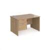 Maestro 25 straight desk 1200mm x 800mm with 2 drawer pedestal - Kendal Oak Top with panel end leg - MP12P2KO