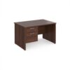 Maestro 25 straight desk 1200mm x 800mm with 2 drawer pedestal - Walnut top with panel end leg - MP12P2W