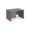 Maestro 25 straight desk 1200mm x 800mm with 3 drawer pedestal - Grey Oak Top with panel end leg - MP12P3GO