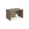 Maestro 25 straight desk 1200mm x 800mm with 3 drawer pedestal - Nebraska Oak Top with panel end leg - MP12P3NO