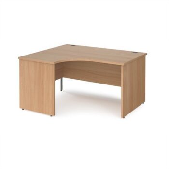 Maestro 25 left hand ergonomic desk 1400mm wide - Beech top with panel end leg - MP14ELB