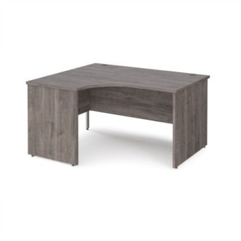 Maestro 25 left hand ergonomic desk 1400mm wide - Grey Oak Top with panel end leg - MP14ELGO