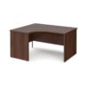 Maestro 25 left hand ergonomic desk 1400mm wide - Walnut top with panel end leg - MP14ELW