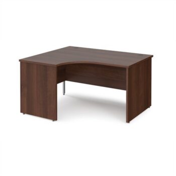 Maestro 25 left hand ergonomic desk 1400mm wide - Walnut top with panel end leg - MP14ELW