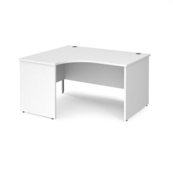 Maestro 25 left hand ergonomic desk 1400mm wide - White Top with panel end leg - MP14ELWH