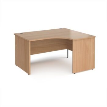 Maestro 25 right hand ergonomic desk 1400mm wide - Beech top with panel end leg - MP14ERB
