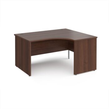 Maestro 25 right hand ergonomic desk 1400mm wide - Walnut top with panel end leg - MP14ERW