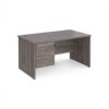 Maestro 25 straight desk 1400mm x 800mm with 3 drawer pedestal - Grey Oak Top with panel end leg - MP14P3GO