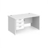 Maestro 25 straight desk 1400mm x 800mm with 3 drawer pedestal - White Top with panel end leg - MP14P3WH