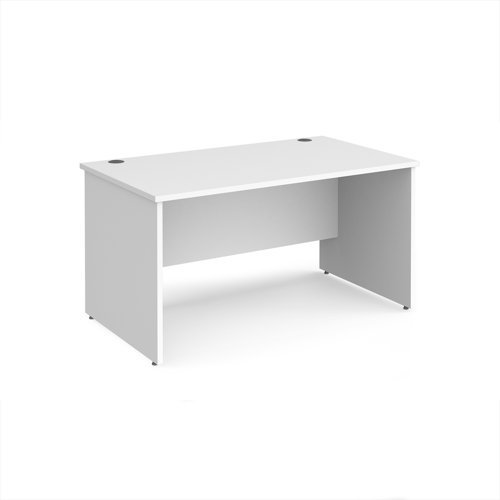 Maestro 25 straight desk 1400mm x 800mm - White Top with panel end leg - MP14WH