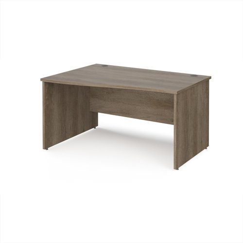 Maestro 25 left hand wave desk 1400mm wide - Nebraska Oak Top with panel end leg - MP14WLNO
