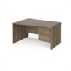 Maestro 25 left hand wave desk 1400mm wide with 2 drawer pedestal - Nebraska Oak Top with panel end leg - MP14WLP2NO