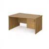 Maestro 25 left hand wave desk 1400mm wide with 2 drawer pedestal - Oak Top with panel end leg - MP14WLP2O