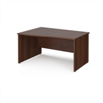 Maestro 25 left hand wave desk 1400mm wide - Walnut top with panel end leg - MP14WLW