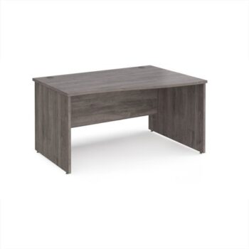 Maestro 25 right hand wave desk 1400mm wide - Grey Oak Top with panel end leg - MP14WRGO