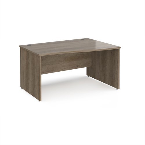 Maestro 25 right hand wave desk 1400mm wide - Nebraska Oak Top with panel end leg - MP14WRNO