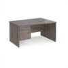 Maestro 25 right hand wave desk 1400mm wide with 2 drawer pedestal - Grey Oak Top with panel end leg - MP14WRP2GO