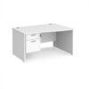 Maestro 25 right hand wave desk 1400mm wide with 2 drawer pedestal - White Top with panel end leg - MP14WRP2WH